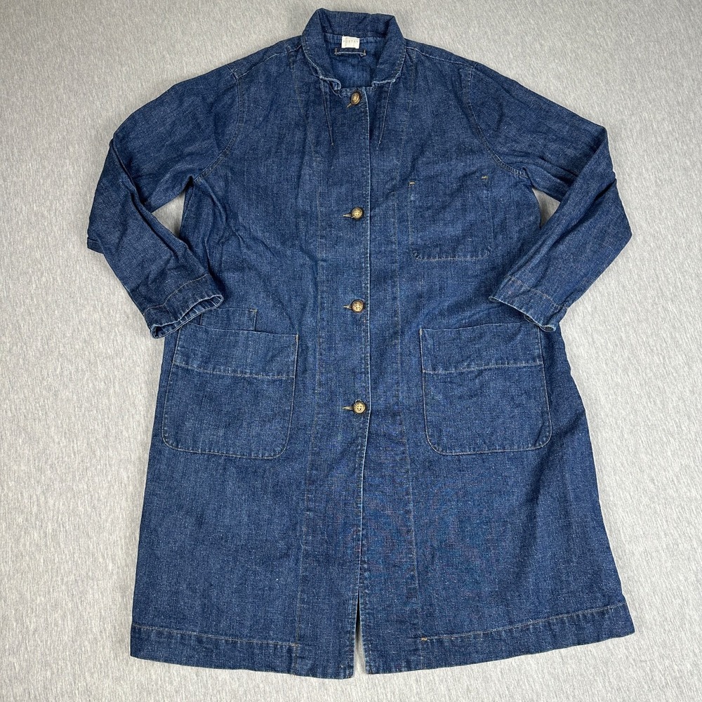 POETRY Hemp Organic Cotton Denim Chore Coat Duster Jacket UK 16 US 12 Blue
